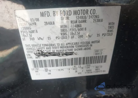 2008 Ford Edge Limited from USA, damaged, VIN 2FMDK39C28BA89599
